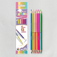 7"6pcs 12color Pastel bi-color pencil